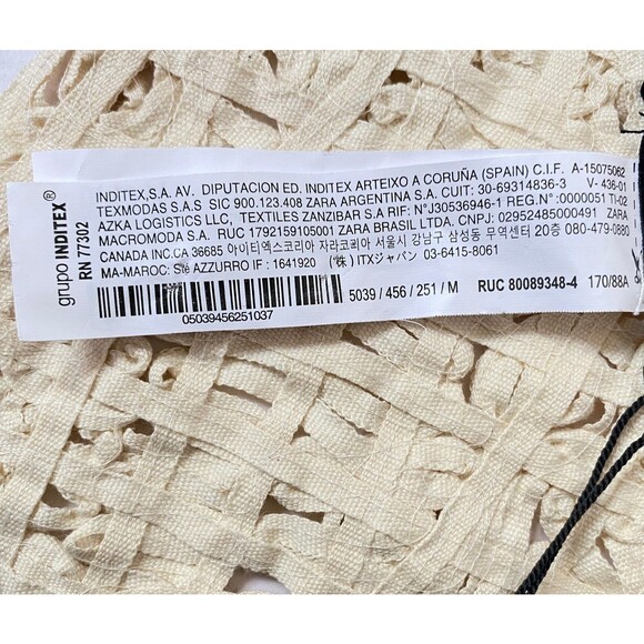 Zara Halter Top Women Size Medium Cream Floral Crochet 100% Cotton Ties NWT - Picture 12 of 15